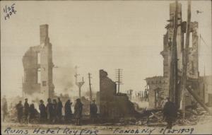 Fonda NY 1909 Hotel Fire Ruins Real Photo Postcard