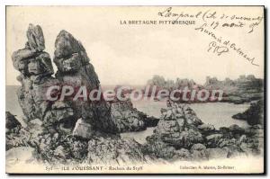 Old Postcard Ile D'Ouessant Rocks From Styff