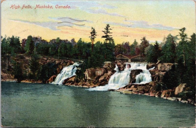 High Falls Muskoka Ontario ON c1910 Antique Postcard D45