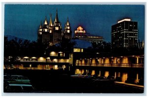 c1960's Hotel Utah Motor Inn Night View Salt Lake City Utah UT Vintage Postcard 