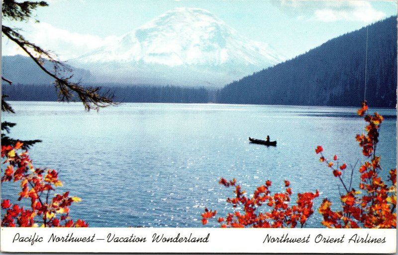 Vtg Pacific Northwest Vacation Wonderland Nortwest Orient Airlines Postcard