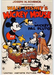 Walt Disney's MICKEY MOUSE Pluto Movie Poster Repro 4x6 1970s Postcard