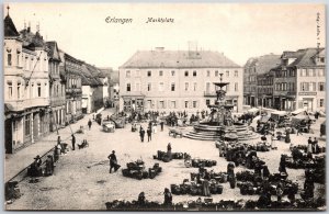 Erlangen Marktplatz Germany Memorial Monument Buildings Square Postcard