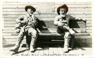 RPPC 41 Knott's Berry Place Ghost Town Bench Handsome Brady Whiskey Bill Statue