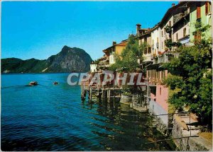 Modern Postcard Gandria Lugano Lake with Mount Panorama S Severability