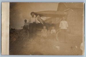 c1910's Family Children Car Fremont Pennant Michigan MI RPPC Photo Postcard