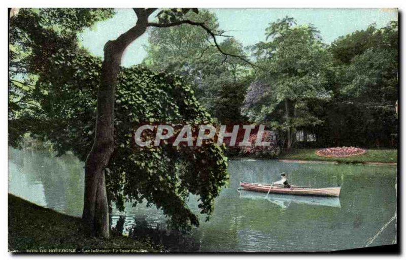 Old Postcard Bois de Boulogne lower Lake Along the islands