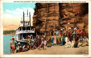 Wisconsin Dells Indians and Steamer Near The Stand Rock Amphitheatre Curteich