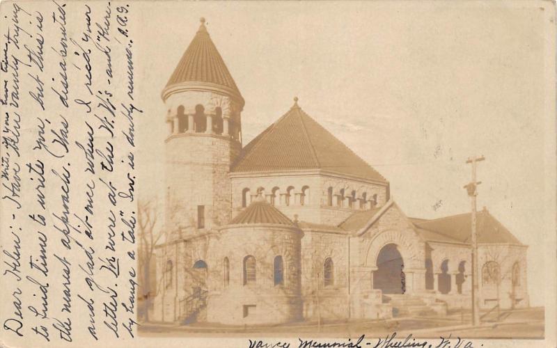 E64/ Wheeling West Virginia RPPC Postcard 1906 Vance Memorial Church