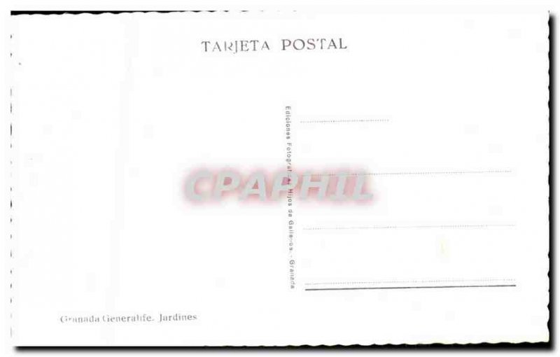 Postcard Old Granada Generalife Jardines