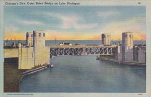 Illinois Chicago New Outer Drive Bridge On Lake Michigan