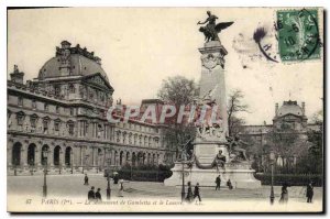 Old Postcard Paris I monument Gambetta and the Louvre