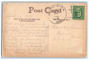 1909 Old Man Smoking Cigarette Mount Etna Indian IN Posted Antique Postcard
