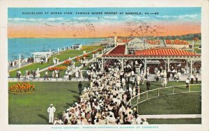 NORFOLK VA~SECTION OF AMUSEMENT PARK-FERRIS WHEEL AT OCEAN VIEW ~1941 POSTCARD