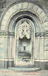 NEWARK NJ~FOUNTAIN ON CORNER BANK & BROAD STREETS~1910s POSTCARD