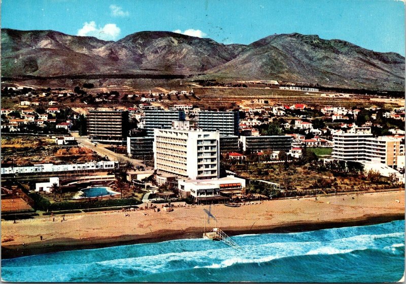 CONTINENTAL SIZE POSTCARD HOTEL PEZ ESPADA TORREMOLINOS MALAGA MAILED 1964