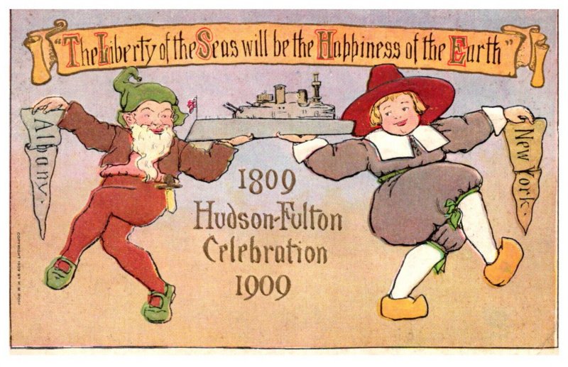 Hudson-Fulton Celebration 1909 Lepercon, Pilgrim , Ship , New York Albany