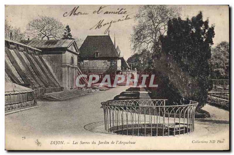 Old Postcard Dijon Arquebuse Gardens Greenhouses