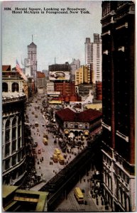 Herald Square Looking up Broadway New York NY Undivided Back Vtg Postcard V28 