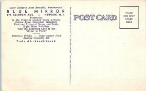 NEWARK, NJ New Jersey BLUE MIRROR TROPICAL Night Club c1940s Linen  Postcard