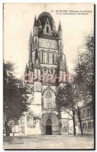 Old Postcard Saintes Facade and bell tower of the Cathedral St Pierre
