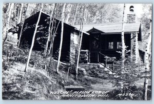 Manitowish Wisconsin WI Postcard RPPC Photo Welch's Alpine Lodge c1940's Vintage