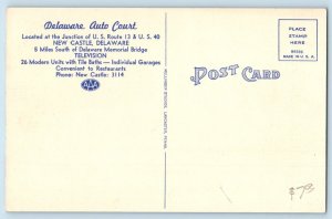 New Castle Delaware Postcard Delaware Auto Court Multiview 1940 Vintage Unposted