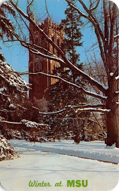 East Lansing Michigan~Michigan State University~Beaumont Tower in Winter~1960s