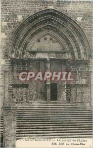 Old Postcard La Chaise Dieu the church Portal