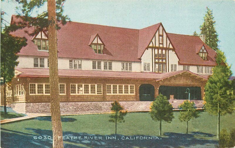 California C-1910 Feathe River Inn Pacific Novelty Postcard roadside 6045 