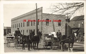 IA, Grundy Center, Iowa, RPPC, Clarence S Swartz Groceries Horse Drawn Wagon