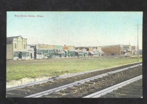 HAINES OREGON DOWNTOWN MAIN STREET SCENE RAILROAD TRACKS VINTAGE POSTCARD