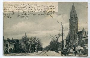 Clinton Elizabeth Avenues Castle Ice Cream Sign Newark New Jersey 1906 postcard