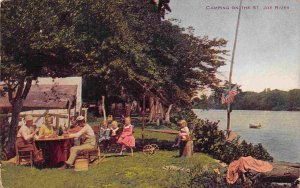 Family Camping on St Joe River Michigan 1911 postcard