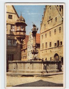 Postcard St. Georgsbrunnen, Rothenburg ob der Tauber, Germany