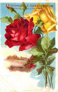 Indiana Hoosier Greetings From Oakland City With Roses 1907