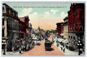 c1910's State Street Showing Towers Auburn New York NY Posted Antique Postcard 