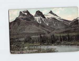 Postcard Three Sisters Canadian Rockies Canadian Pacific Railway Banff Canada