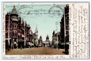 1906 Mariposa Street Shops Stores Scene Fresno California CA Antique Postcard