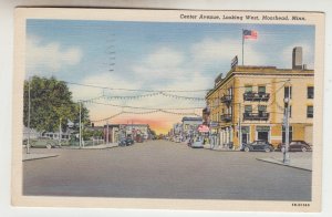 P2504,  1946 postcard street central ave old cars buildings etc moorehead minn