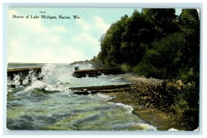 c1910 Shores of Lake Michigan Racine Wisconsin WI Posted Antique Postcard