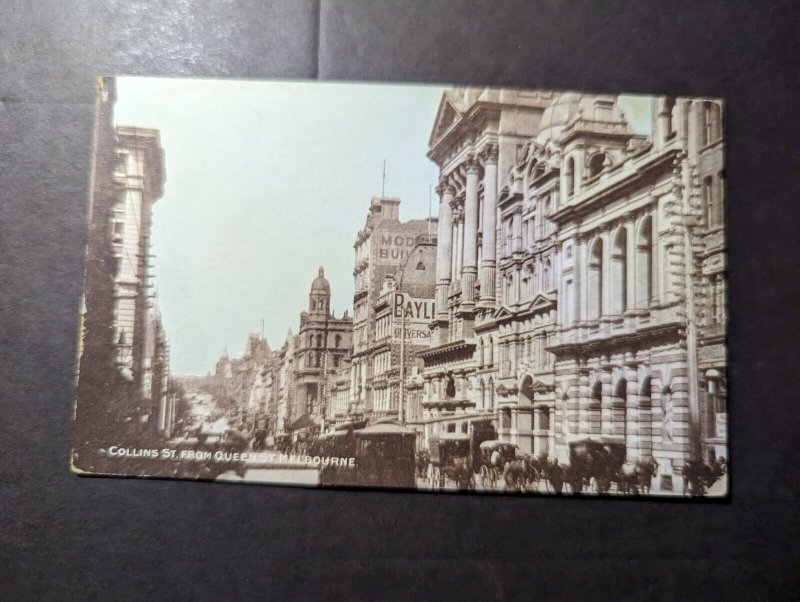 Mint Australia RPPC Postcard Collins Street From Queen St Melbourne Victoria