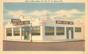 Postcard Florida Ft. Pierce Ann's Coffee Shop  occupation 1952 Tichnor 23-4724