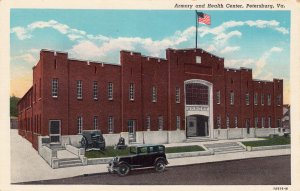 P1683 old unused postcard old car armory & health center petersburg virginia