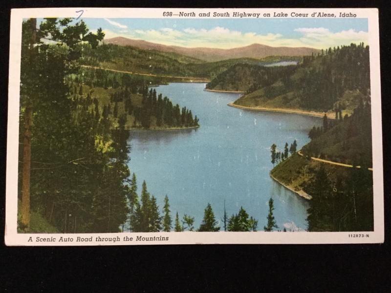 1943 North and South Highway, Lake Coeur d'Alene, Idaho postcard