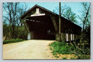 State Line Covered Bridge in Ohio & Indiana Vintage Postcard 0067