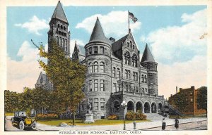 DAYTON, Ohio~OH   STEELE HIGH SCHOOL  Early Automobile~Car   c1920's Postcard