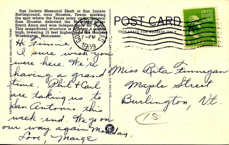 TX - San Jacinto Battleground. Memorial Shaft