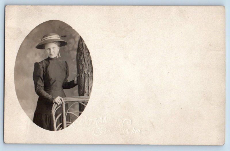Mishawaka Indiana IN Postcard RPPC Photo Pretty Girl With Hat Studio 1910 Posted