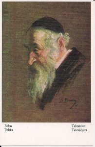 JUDAICA Jewish Man Talmudlst 1915 REPRO, Old Man Scholar, Art St. Bender, Poland
